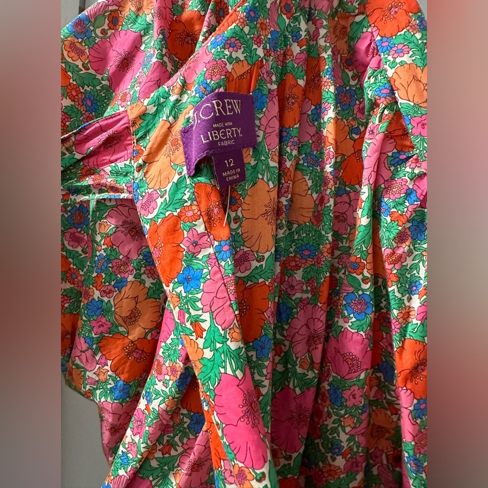 J. Crew Collection bow-back puff-sleeve dress in Liberty® Meadow Song, size 12 - Picture 8 of 9